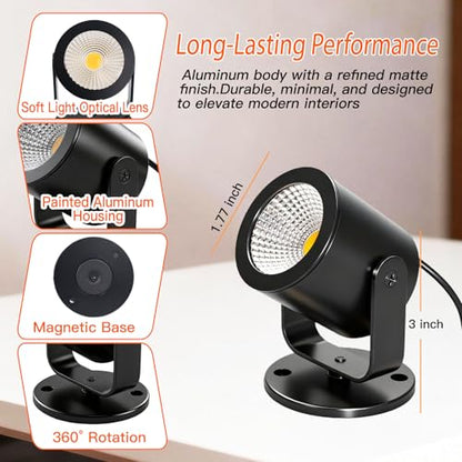 TAYSING LED Spotlight Indoor 5W USB Powered 360 Degree Rotating Mini Display Accent Light for Pictures Paintings Plants Shelves Cabinet Showcase, 2 Pack Soft White 3000K - color: Soft White