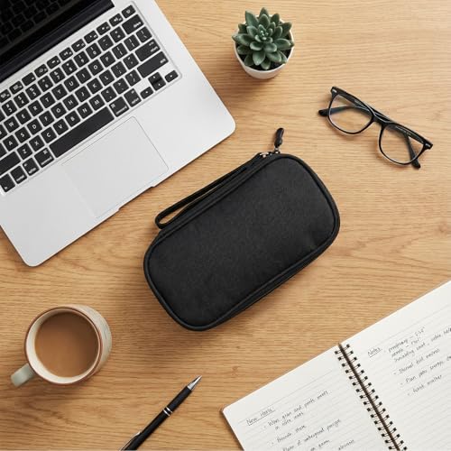 Travel Electronics Pouch Bag, Black Electronics Accessories Organizer Bag, Travel Cable Organizer Pouch for Charger Cord Phone Earphone Mouse