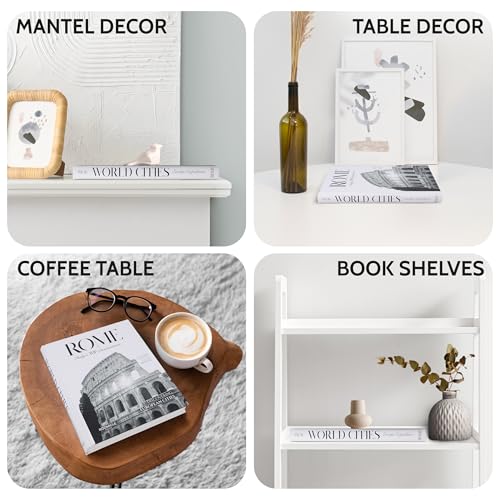 Rome Decorative Books for Coffee Table - Designer Faux/Fake Books for Decoration - Enhance Your Coffee Table, Mantle & Bookshelf Decor - Book Decor Aesthetic Collection - Real Blank Pages Inside - style: Rome