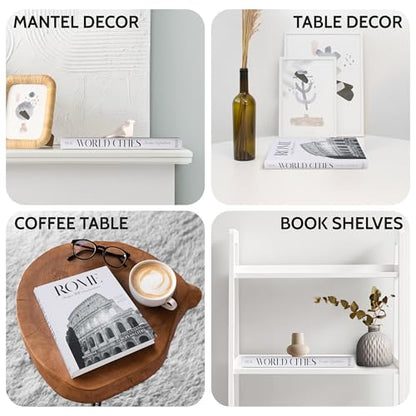 Rome Decorative Books for Coffee Table - Designer Faux/Fake Books for Decoration - Enhance Your Coffee Table, Mantle & Bookshelf Decor - Book Decor Aesthetic Collection - Real Blank Pages Inside - style: Rome