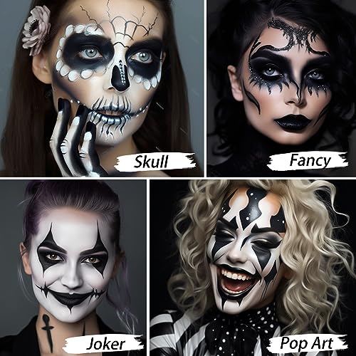 UCANBE Black Cream Face & Body Makeup Foundation, Professional Non-Toxic Greasepaint, Halloween Face Body Paint Palette for Kids & Adults, Facepaint for SFX Clown Zombie Vampire Skull Skeleton Cosplay - color: Black