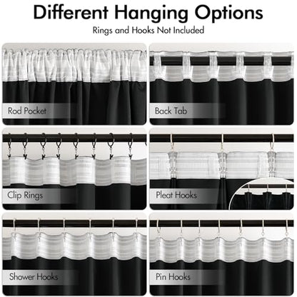 MIULEE Black Velvet Pinch Pleat Blackout Curtains W52 X L96 Inches - color: Black, size: 52"W x 96"L (Pack of 2)
