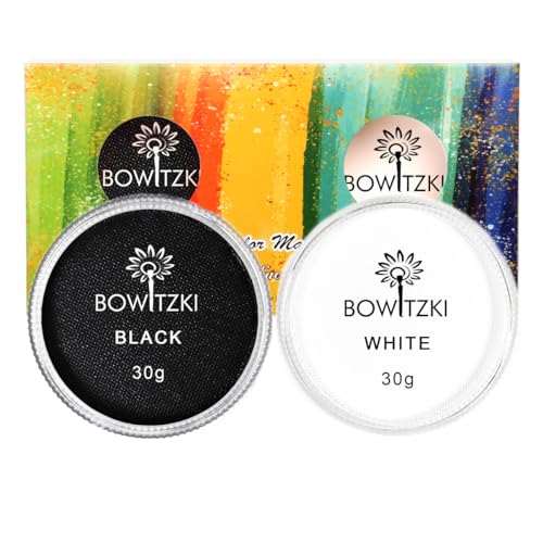 Bowitzki 30g Professional Face Paint Body Paint Water Based Face painting Makeup for Adults Split Cake Single Color (Black+White) - color: Black+White