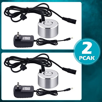 2 Pcs Mist Maker Fogger Small Ultrasonic Fog Machine Fountain Halloween Cauldron Mister Fogger Water Garden Pond Foggers Air Humidifier with 12 LED Light Flashes for Party (Without Light, Alloy) | Water Fogger, Halloween Cauldron Party Garden Humidifier M