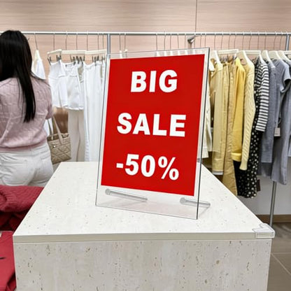 Clear Acrylic Sign Holder 8.5x11 Inch, Slanted Tabletop Display Stand with Metal Standoff Screws, Desktop Picture Photo Frame Menu Holder for Office, Countertop, Retail 6 Pack(8.5x11 inch 6pack) - size: 8.5x11 inch 6pack