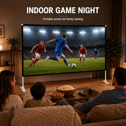 Portable Projector Screen Stand Outdoor: Movie Projection Screen 80 inch 4K HD16:9 Outside Screen with Carry Bag for Home Theater Backyard Cinema Travel Foldable Anti Crease - size: 80 inch
