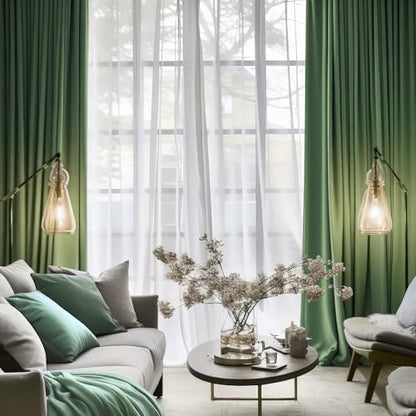 FMFUNCTEX Velvet Blackout Curtains Sage Green Thermal Insulated Curtains for Bedroom Living Room Darkening Curtains 90 Inches Long Soft Luxury Heavy Rod Pocket Sage Drapes Dining Room 2 Panels Set - color: Sage Green, size: 52"W x 90"L (Pack of 2)