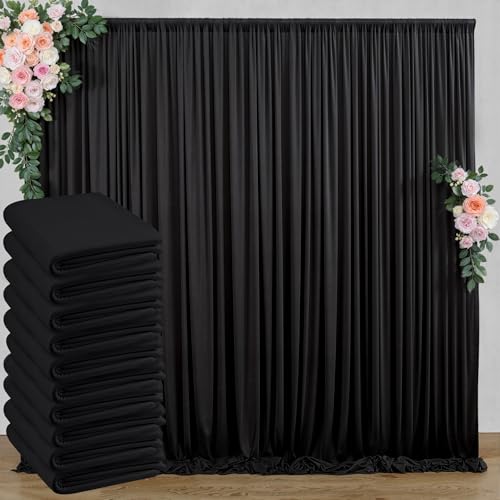 50 ft x 10 ft Wrinkle Free Black Backdrop Curtain for Parties, 10 Panels Polyester Black Photo Backdrop Drapes for Graduation Birthday Wedding Party Stage Curtains, Thick Bulk Background Curtains - color: Black, size: 5'(W) x 10'(H), 10 panels