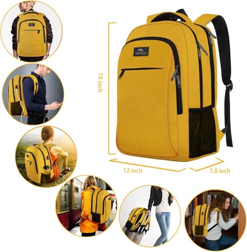 MATEIN Yellow Travel Laptop Backpack, 15.6 Inch Computer Student Bookbag | Anti Theft, Water Resistant, Breathable, Sturdy Lightweight College Backpack, Carry On Personal Item Bag, Gifts for Women Men - color: Yellow, size: 15.6 Inch