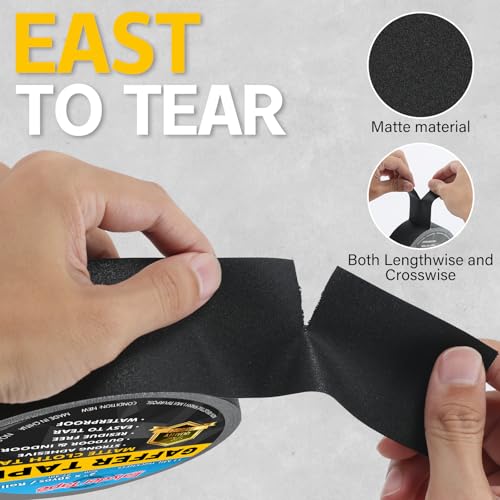 5 Pack Black Gaffers Tape 2" x 30Yd Heavy Duty Waterproof No Residue | Heavy duty gaffers tape for stage, cable management & repairs. Waterproof, non-reflective, easy tear by hand.