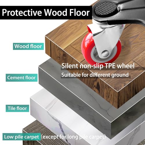 Carbon Steel Furniture Dolly Moving, 2200LBs Capacity Heavy Duty | Anti-tilt, TPE quiet & floor-safe 5 Wheels, for heavy moves fridge, couch, desk, piano, sofa - size: XL 550 lbs each (2,200 lbs total for 4)