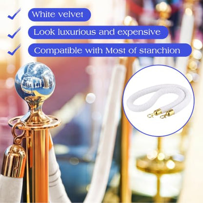Woanger 8 Pack Velvet Stanchion Rope, 6 Feet Crowd Control Stanchion Ropes Safety Barrier with Silver Plated Hook for Carpet Events Movie Theaters Grand Openings Hotels Party | Crowd Control Barrier for Red Carpet Events, Theaters, Hotels, Grand Openings,