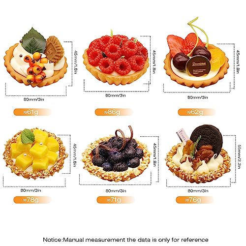 6Pcs Fake Egg Tart Models Realistic Simulated Dessert Cake Food, for Display Photography Props Kitchen Home Decoration, Lifelike & Sturdy - size: 3 Inch