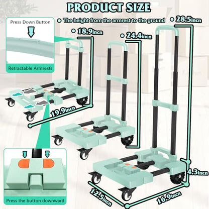 Folding Hand Truck Dolly Cart 500lbs for Travel/Home Use - color: Green