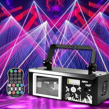 Upgraded 6-in-1 DJ Stage Light with Matrix & Prism Effects, 5D Pulse Animation, Remote & DMX Control, Sound Activated, 50 sq ft Coverage for Wedding, Party, Bar, KTV, Disco,Matte Black