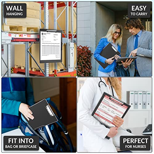 Sooez Nursing Clipboard with Storage, Clear Top Clip Boards 8.5x11, Black | Heavy Duty Plastic, Dry Erase, High Capacity, Nurse Essentials, Dental Assistant, Teacher & College School Office Supplies - color: Black