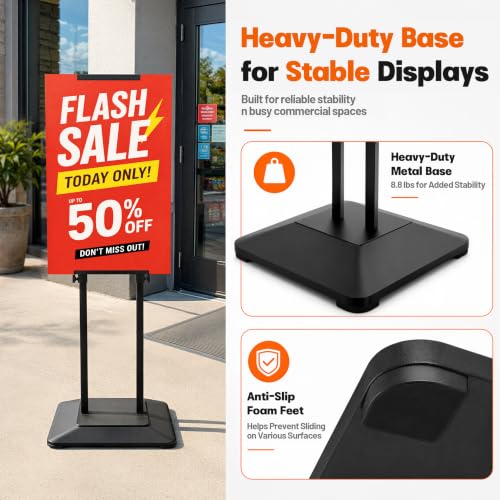 2 Pack Pedestal Poster Stands for Display, Adjustable Heavy Duty Poster Board Stand Height Up to 80", Double-Sided Floor Standing Sign Holder for Foam Board & Banner Signs, Black - size: 2Pack Pedestal Poster Stand