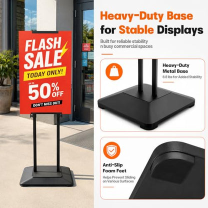 2 Pack Pedestal Poster Stands for Display, Adjustable Heavy Duty Poster Board Stand Height Up to 80", Double-Sided Floor Standing Sign Holder for Foam Board & Banner Signs, Black - size: 2Pack Pedestal Poster Stand