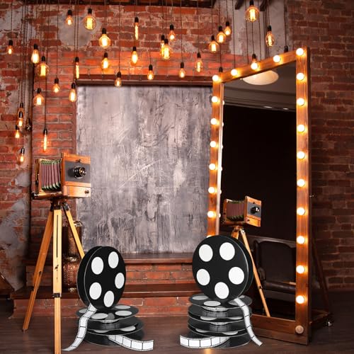 Honoson 4 Pcs Movie Reel Filmstrip Centerpiece Cinema Props Theme Party Decorations Reel Decor for Movie Night Party Decor
