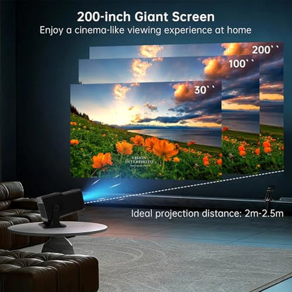 Native 1080P Mini Projector with WiFi and Bluetooth, Portable Projector | 4K Support, 300 ANSI, Auto Keystone, 5W Speaker, Built-in Apps 180° Rotatable Window Movie Projector for Bedroom Outdoor