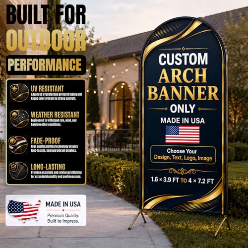 Custom Backdrop Arch Cover by BCB, 2-side Custom arch covers Printed in USA | 3.9 to 7.2 ft custom arch backdrop cover only, no stand, personalized backdrop customize photo for gender reveal, baby shower - color: Arc Banner