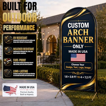 Custom Backdrop Arch Cover by BCB, 2-side Custom arch covers Printed in USA | 3.9 to 7.2 ft custom arch backdrop cover only, no stand, personalized backdrop customize photo for gender reveal, baby shower - color: Arc Banner