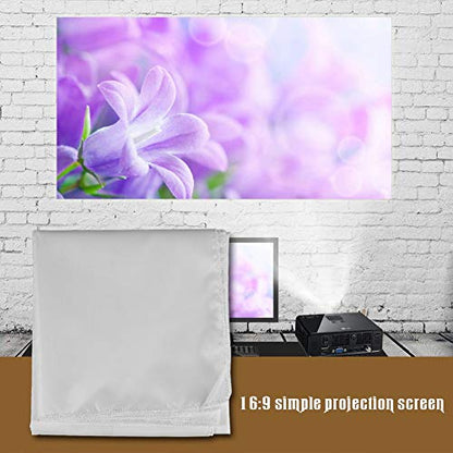 Portable 16:9 Projection Screen 60-120 Inch White Synthetic Polyester Fabric Projector Curtain Foldable, Anti-Reflective(60inch) - color: 60inch