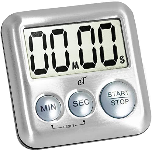 Elegant Digital Kitchen Timer Stainless Steel - Loud Alarm - Model Silver - color: Silver 6-pack