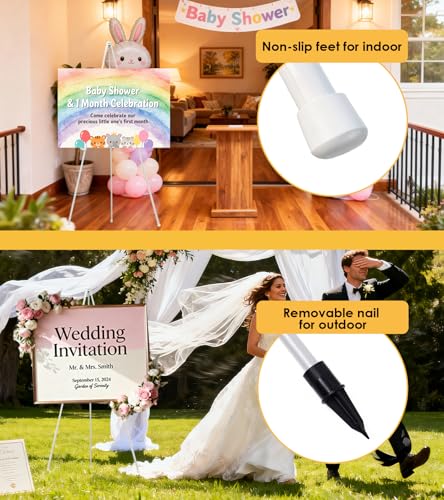 Display Easel Stand for Sign, Lightweight Tripod with Bag, Portable Adjustable Artist Easels for Outdoor Painting Posters/Canvas/Wedding, 1PC White