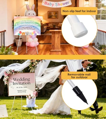 Display Easel Stand for Sign, Lightweight Tripod with Bag, Portable Adjustable Artist Easels for Outdoor Painting Posters/Canvas/Wedding, 1PC White