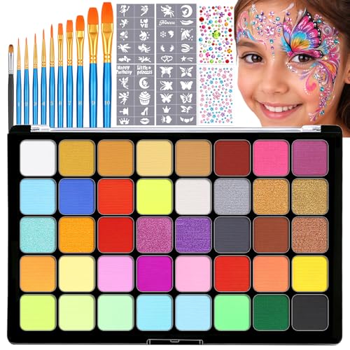 Face Painting Kit-40 Colors Professional Water Activated Face Paint Palette