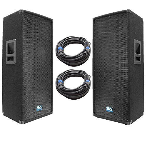 Seismic Audio - SA-122T-PKG23 - Pair of Dual 12 Inch PA/DJ Loudspeakers and 50' Speaker Cables - Dual 12 Inch Club,Party Loud Speakers