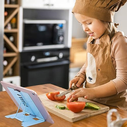 MSDADA Small Desk Book Stand Metal Reading Rest Book Holder | Adjustable Cookbook Documents Holder Portable Sturdy Bookstands for Recipes Textbooks Tablet Music Books(Light Blue) - color: Light Blue