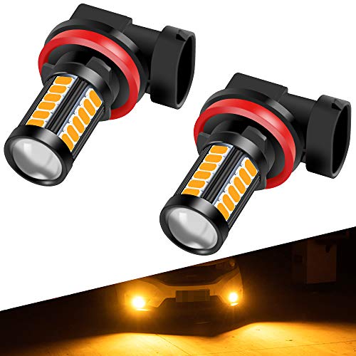 H8 H9 H11 LED Fog Light Bulbs DRL 2800 Lumens Xtreme Super Bright 5730 33-SMD 12V LED Bulbs Replacement for Cars, Trucks, 6000K Xenon Yellow - color: yellow