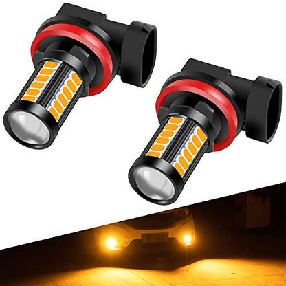 H8 H9 H11 LED Fog Light Bulbs DRL 2800 Lumens Xtreme Super Bright 5730 33-SMD 12V LED Bulbs Replacement for Cars, Trucks, 6000K Xenon Yellow - color: yellow