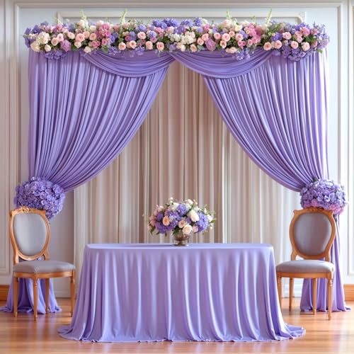 Lavender Backdrop Curtain 2 Panels-Wrinkle-Free Champagne Curtains Polyester Photography Drapes for Baby Shower Birthday Party Photo Background Backdrop Stand- 8 X10FT (Lavender) - color: Lavender, size: W4' x H10'(2 panels)