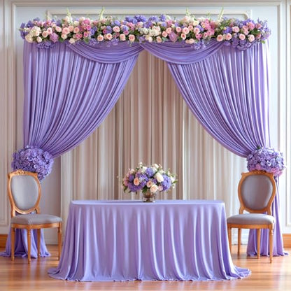 Lavender Backdrop Curtain 2 Panels-Wrinkle-Free Champagne Curtains Polyester Photography Drapes for Baby Shower Birthday Party Photo Background Backdrop Stand- 8 X10FT (Lavender) - color: Lavender, size: W4' x H10'(2 panels)