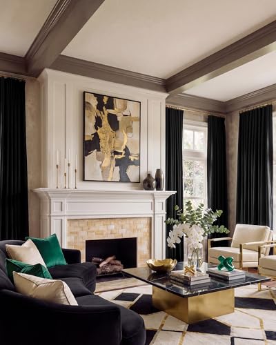 NICETOWN Velvet Black Out Curtains 90 inch Length 2 Panels, W52 x L90 | Rod Pocket & Back Tab Blackout Window Treatments Thermal Drapes Sound Reducing for Bedroom/Living Room - color: Black, size: 52"W x 90"L (Pack of 2)