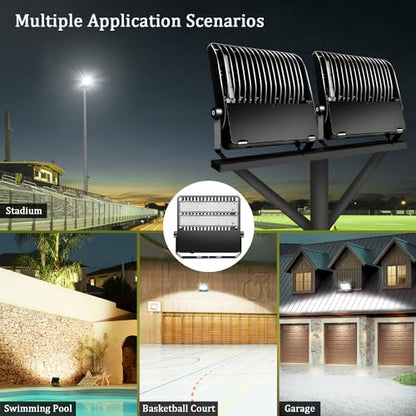 240W LED Stadium Flood Lights Outdoor 36000LM Super Bright | Yoke Wall Mount with Adjustable Bracket Parking Lot Floodlights 5000K 100V-277V Commercial IP65 Waterproof Black Arena Lamp - size: Large/240-1