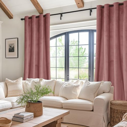 JIUZHEN Wild Rose Velvet Blackout Curtains 63 Inch for Living Room/Bedroom - color: Wild Rose, size: 42"W x 63"L (Pack of 2)