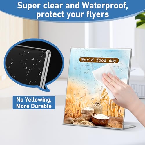 Acrylic Sign Holder 5x7 Inches, 13 Pack Clear Plastic Table Flyer Display Stand, L-Shape Vertical Menu Paper Holder Stand, Clear Picture Photo Flyer Display Stand for Restaurants, Store Fair,Office - size: 13 Pack-L Shape-5X7