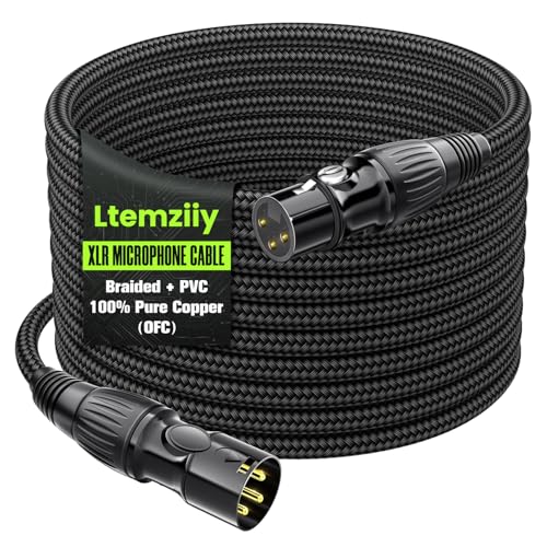 XLR Cable 15ft, OFC Dual Shielded XLR Microphone Cable | Male to Female Braided Balanced Mic Cord with Gold-Plated 3-Pin for Mixer, Speaker Systems – 15 Feet, 1 Pack - size: 15FT