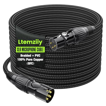 XLR Cable 15ft, OFC Dual Shielded XLR Microphone Cable | Male to Female Braided Balanced Mic Cord with Gold-Plated 3-Pin for Mixer, Speaker Systems – 15 Feet, 1 Pack - size: 15FT
