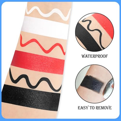 Black White Red Face & Body Paint - Blendable Facepaint Foundation with Sponge & Brush for Skin, Professional Halloween Face Make-up Kit for Zombie Clown Vampire Skeleton Skull Joker Costume - color: 06 Clown/Vampire