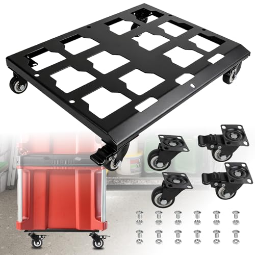LAZORA Duty Tool Box Dolly Compatible with Milwaukee Packout Toolbox Milwaukee Packout Carts with Locking Casters, No Drilling Required, Milwaukee Dolly with Screws