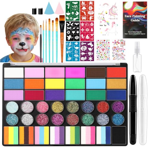 42 Color Face Painting Kits - Non Toxic Water Activated Face Paint Palette