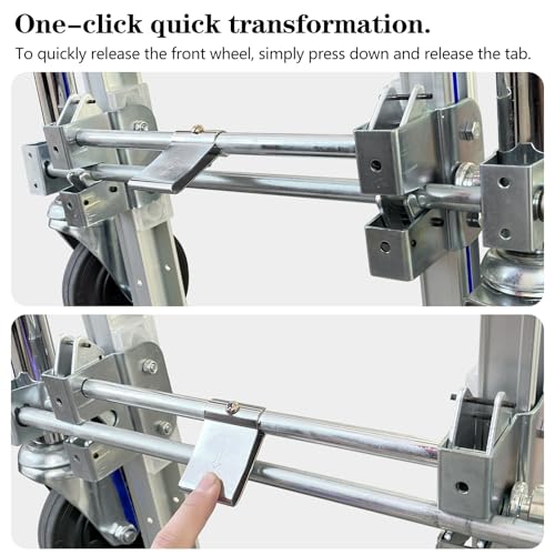 Suzhi Convertible Hand Truck Dolly Cart with Wheels Heavy Duty/with 4 Wheels&Brakes /1000Lbs Load, 2 Straps for Furniture/Appliance/Carton/Warehouse/Office /10 Minutes to Install as Video - color: Gray