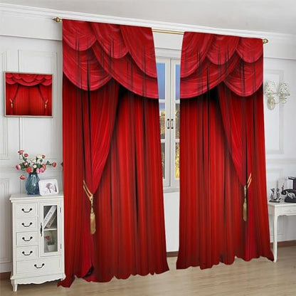 Movie Theater Curtains Retro Red Party Home Movie Theatre Rod Pocket Room Darkening Window Drapes for Bedroom Living Room Set 2 Panels,42x45 Inches - color: Movie Theater-6, size: 20.5"W x 45"L (Pack of 2)