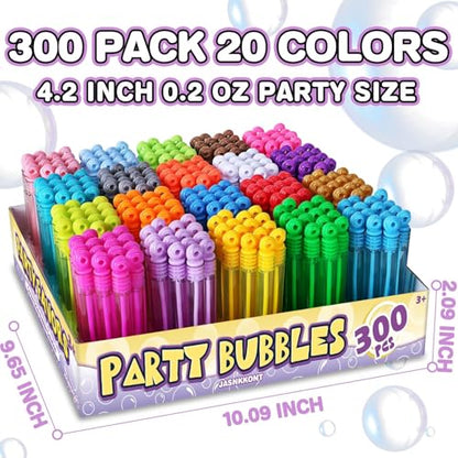 Birthday Party Favors for Kids, 300 Pcs Mini Bubble Wands 20 Color Bulk Box | Christmas Stuffers, Wedding Celebration, Thanksgiving New Year, Bath Time, Summer Outdoor Gifts, Girls Boys Treats Rewards - style: bubble bulk