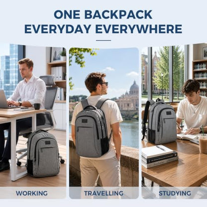 MATEIN Travel Laptop Backpack, 15.6 Inch College School Computer Bag, Grey | Slim Sturdy Business Daypack, Anti Theft Bookbag, Water Resistant, Gift for Men & Women, Personal Item Bag, Mochilas - color: Austere Grey, size: 15.6 Inch